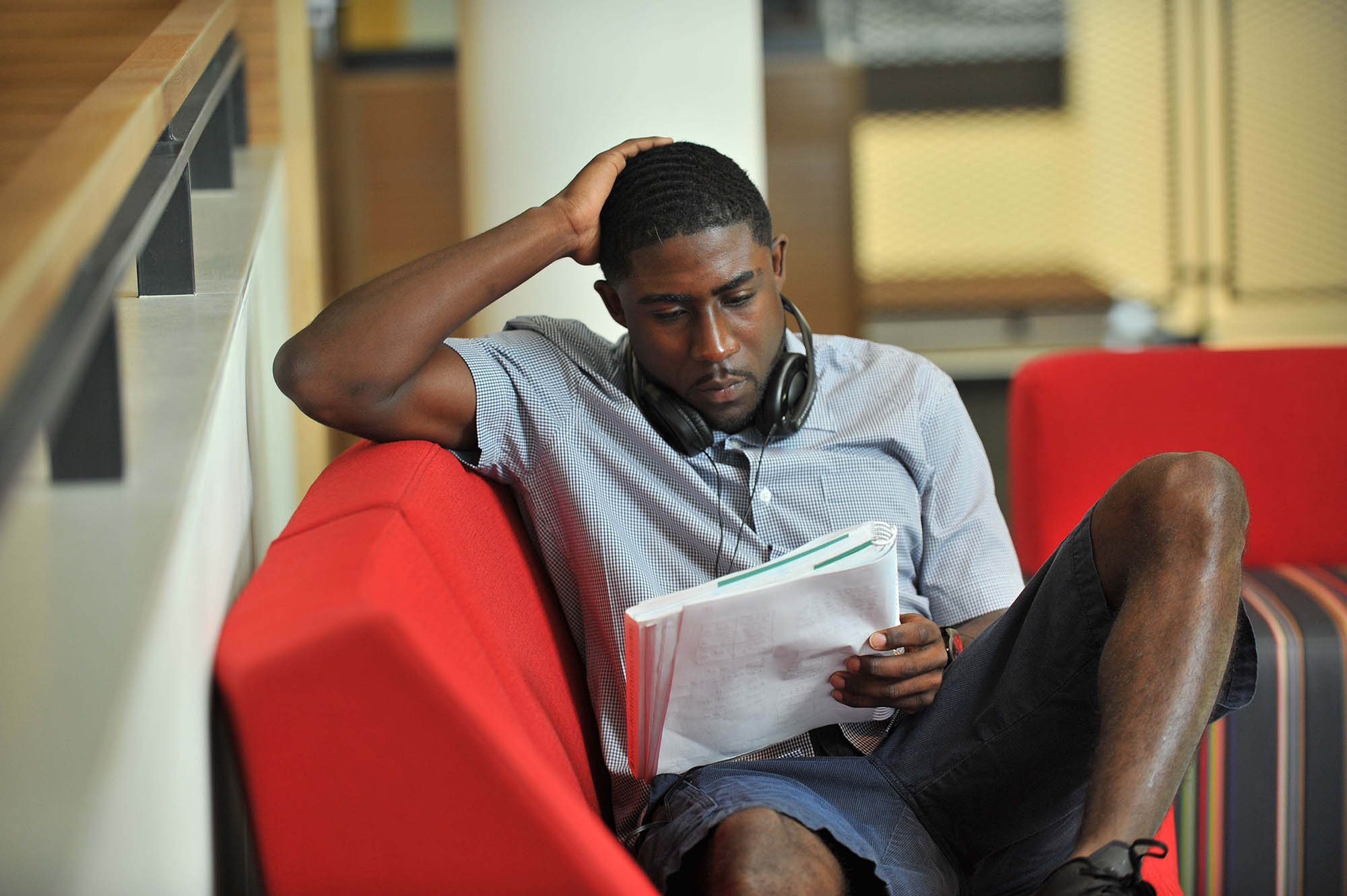 Student Studying in lounge